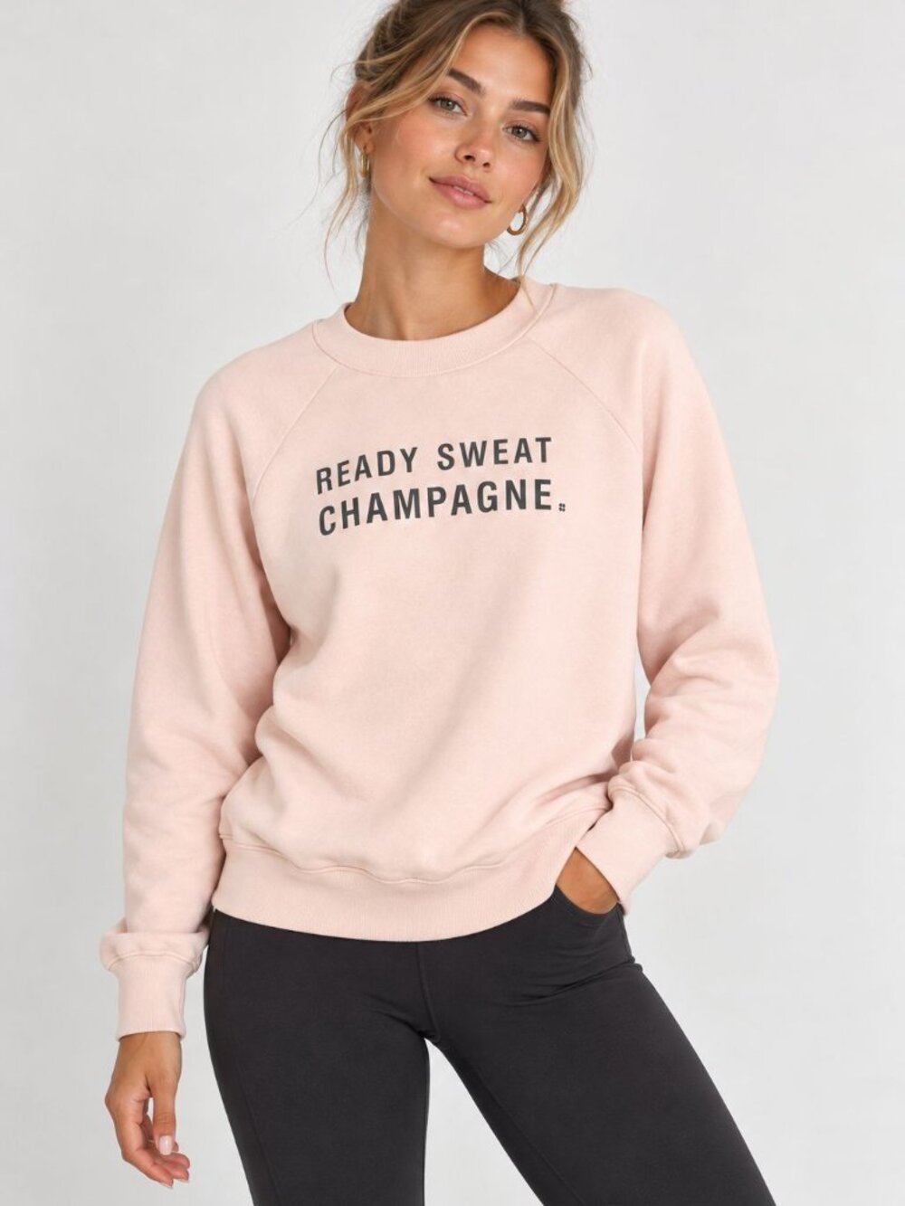 Sweaty Betty Ready Sweat Champagne Sweatshirt Size S Pink Crewneck Athleisure